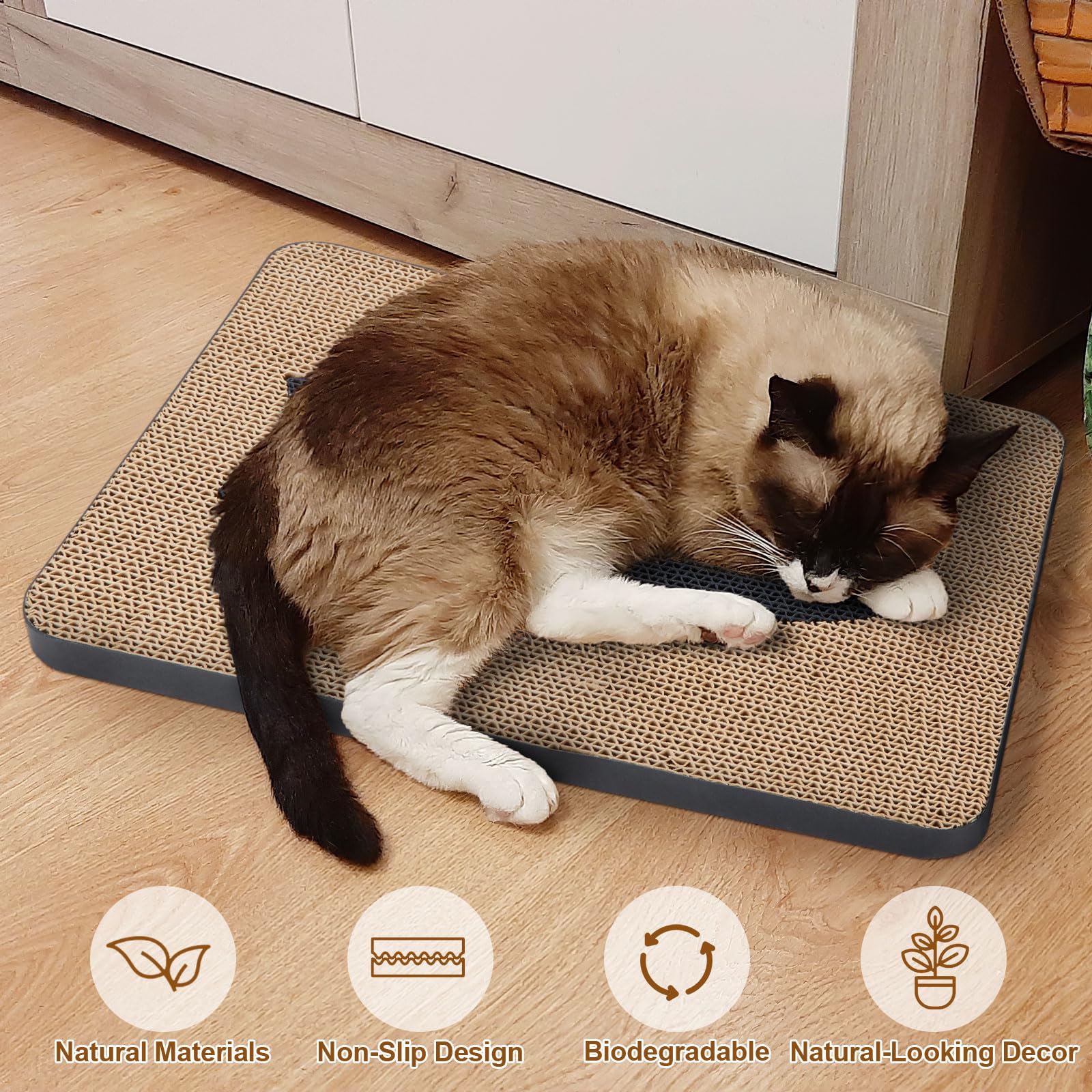 Ownpets room-decor cat-scratcher adds cute flair while channeling scratching energy.