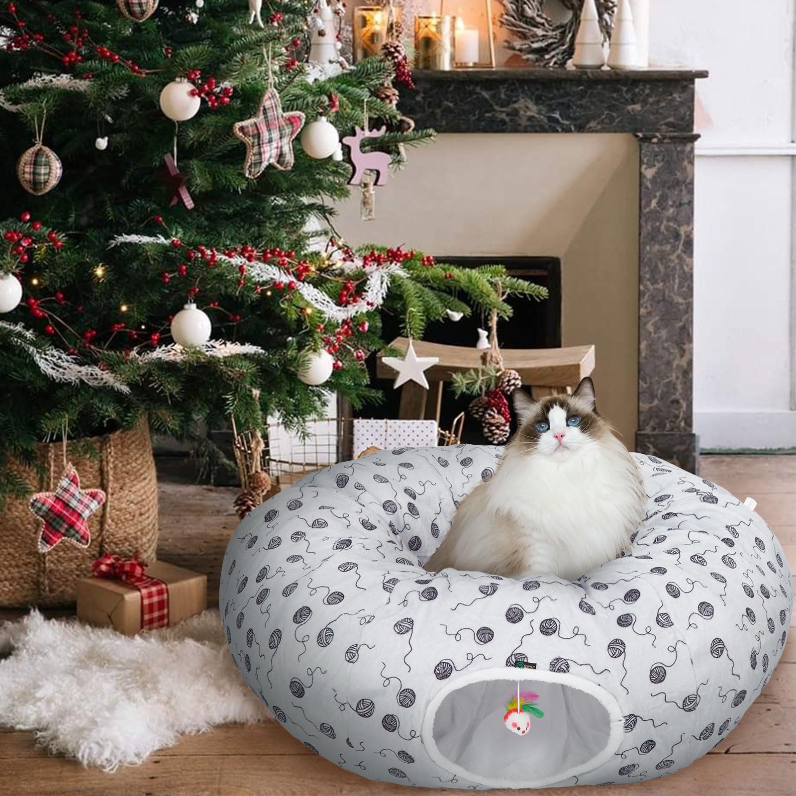 Ownpets soft plush cat cave interior emphasizes plush warmth and comfort.
