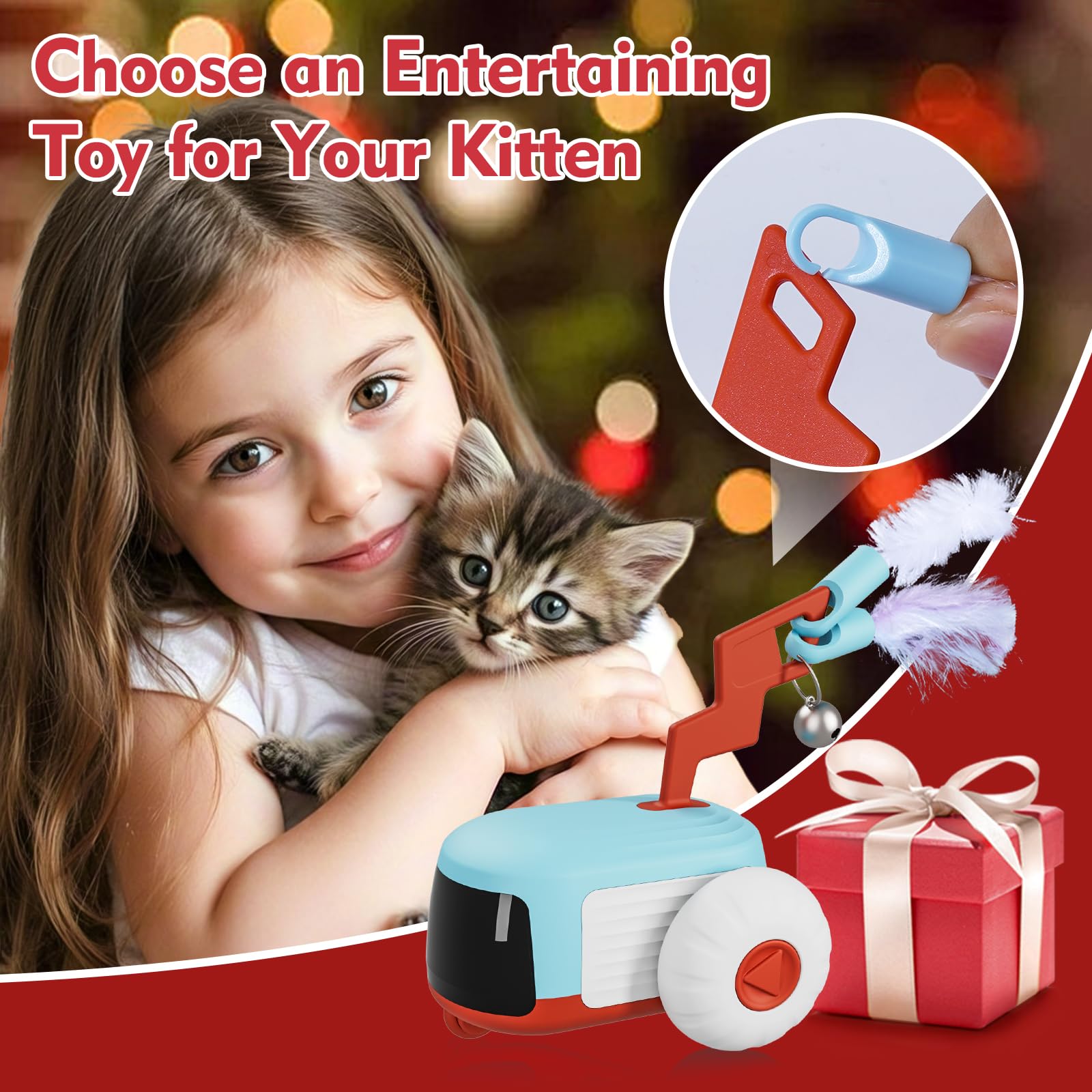 O WOWZON remote control cat toy with remote batteries ready for immediate play time.