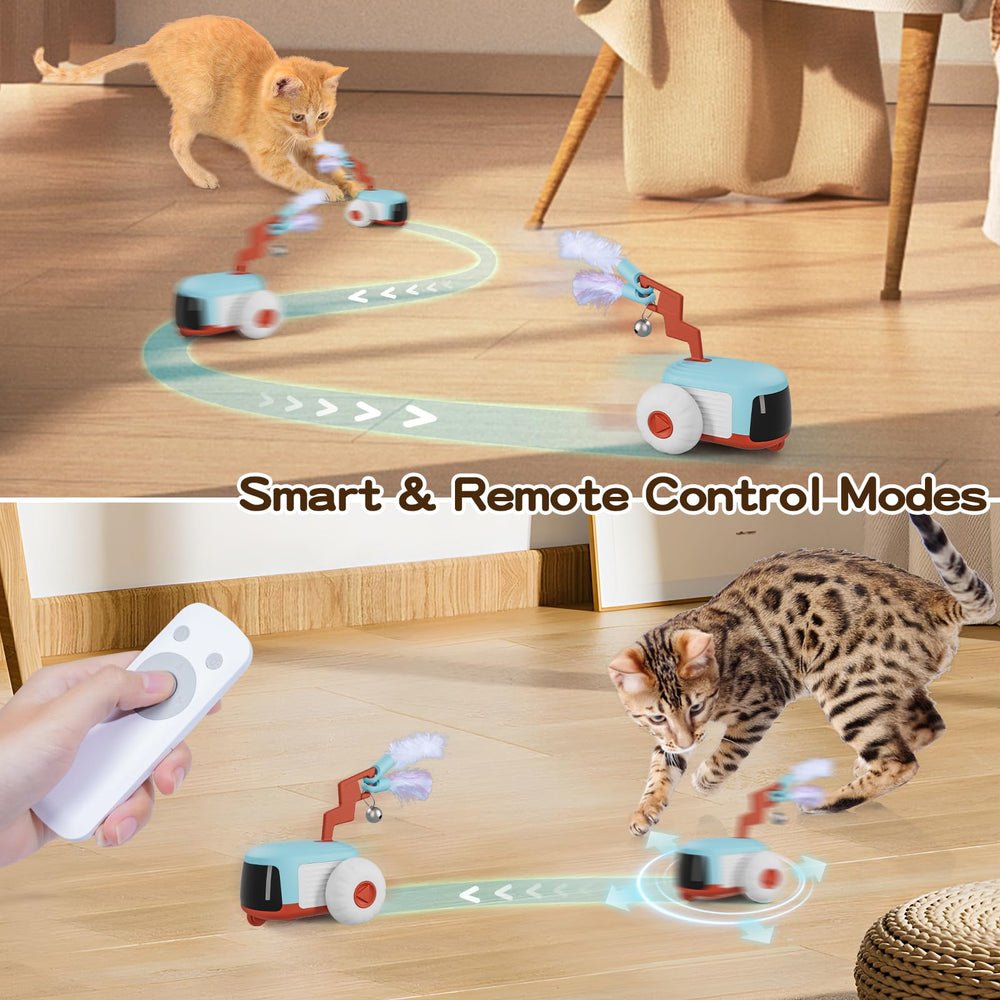 O WOWZON remote control cat toy side view shows durable safety design for indoor use.