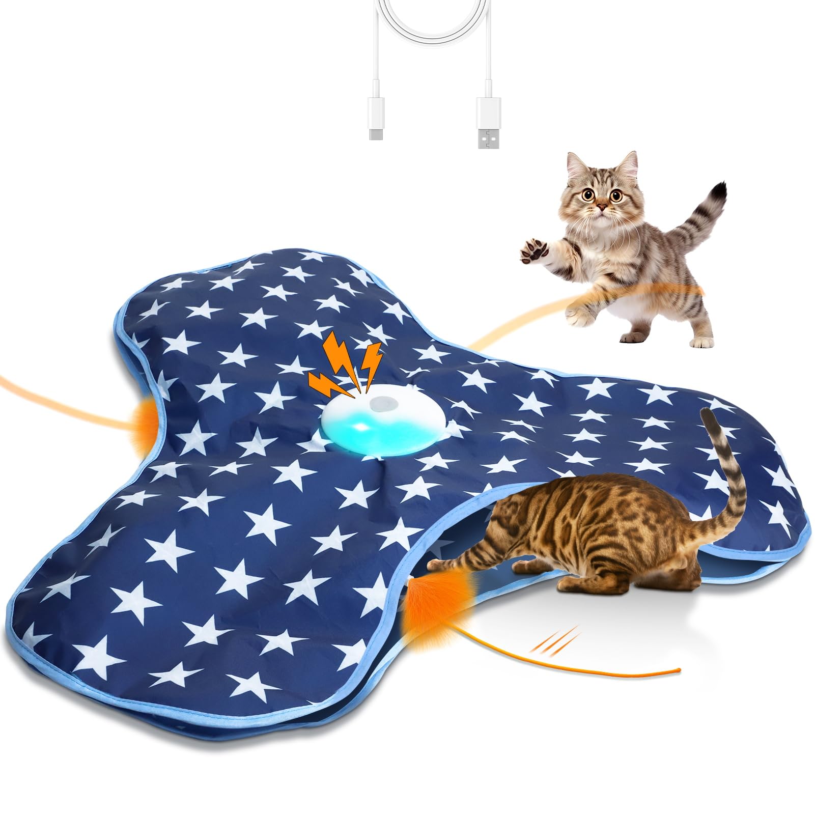 Oxawo cat toy reveals hidden feathers and chirping for engaging play.