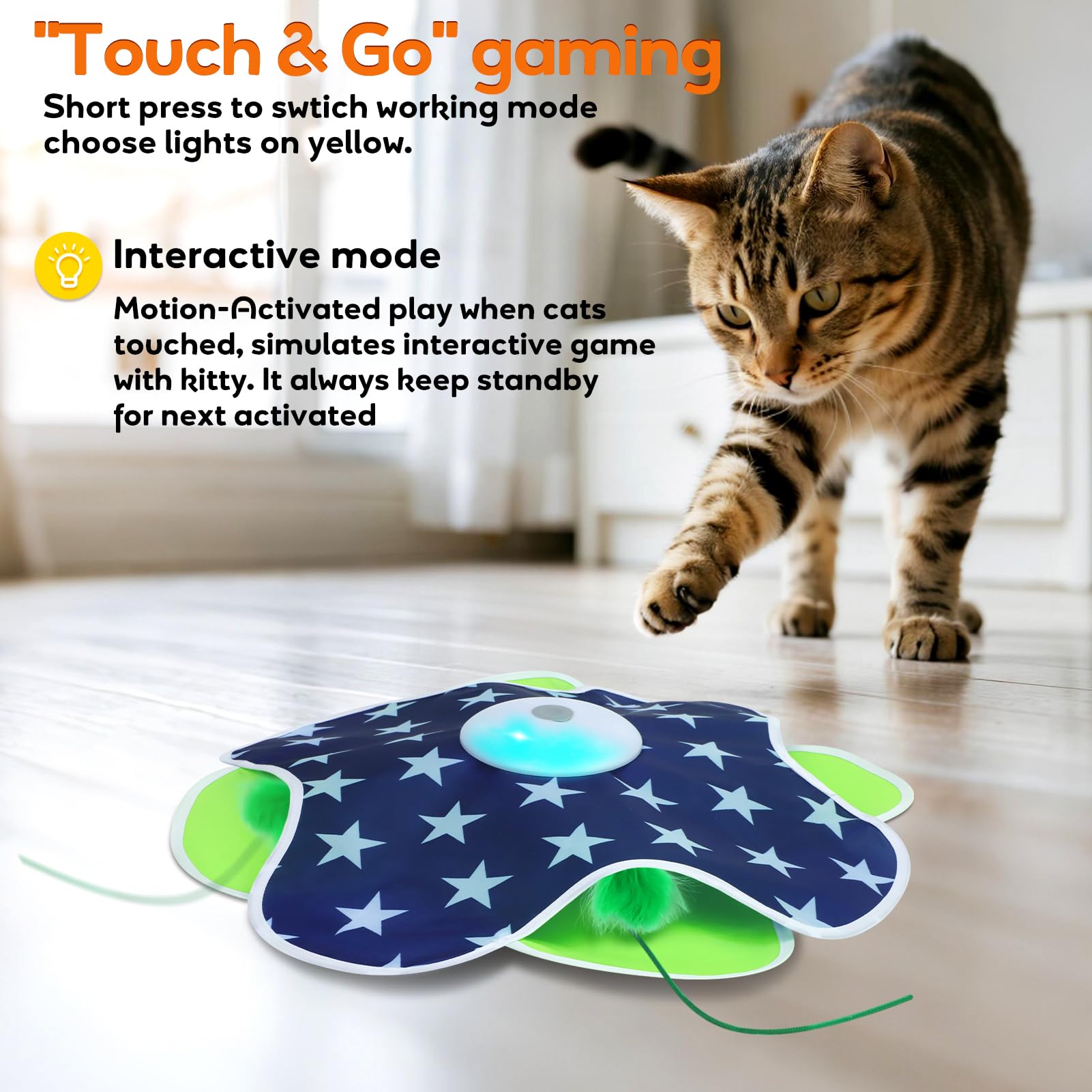Oxawo motion-activated cat toy with mouse squeaky keeps bored cats active indoors