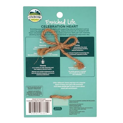 Oxbow Celebration Heart used as a cage accessory promoting exploration and safe play