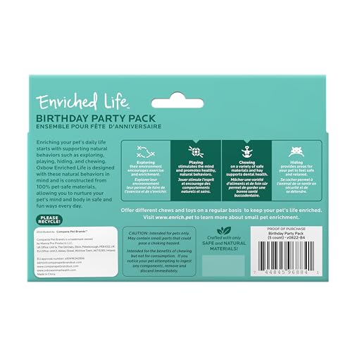 Oxbow Enriched Life Birthday Party Pack chew toys encourage safe chewing