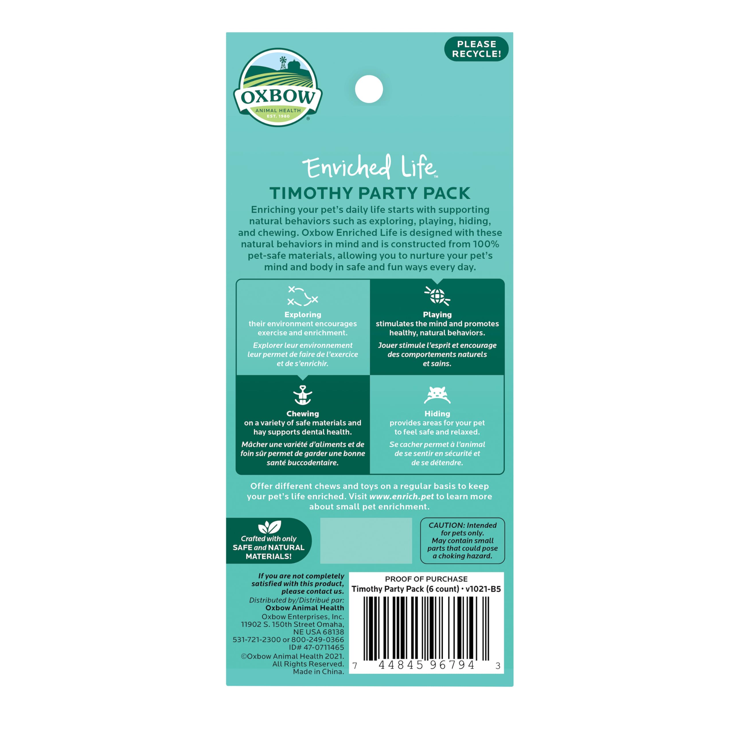 Lightweight enrichment accessories by Oxbow for cages and play areas