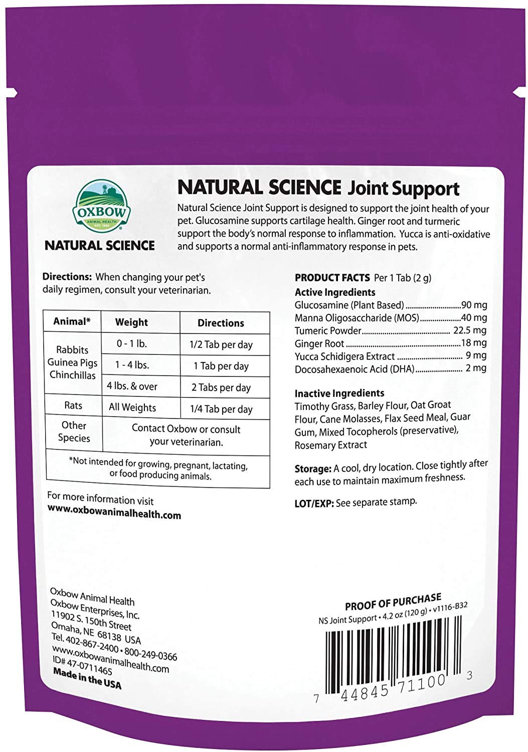 Oxbow Joint Support Wafers closeup texture for small pets daily supplement.