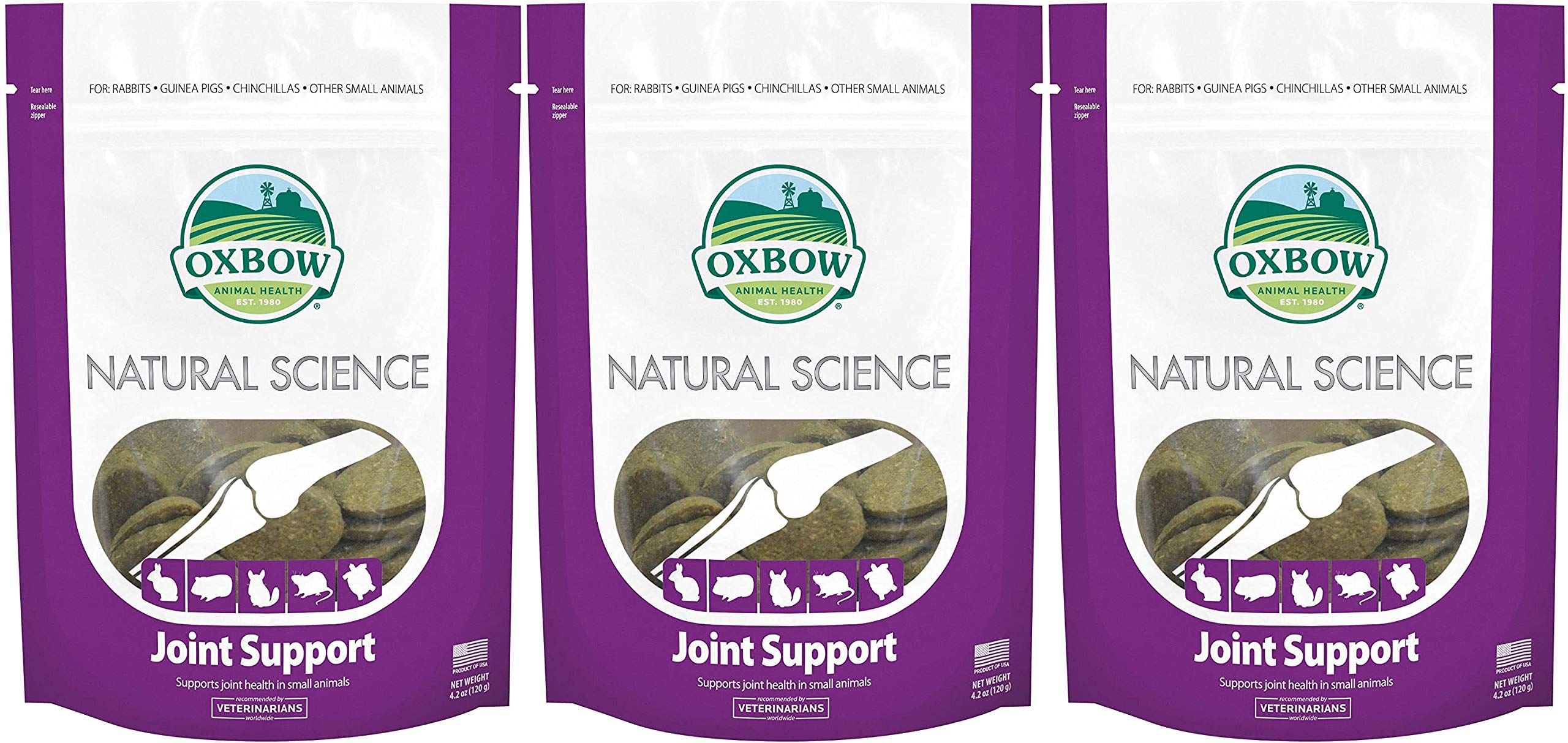 Oxbow Natural Science Joint Support Wafers pack—60-count, USA-made bundle supports small-pet joint health.