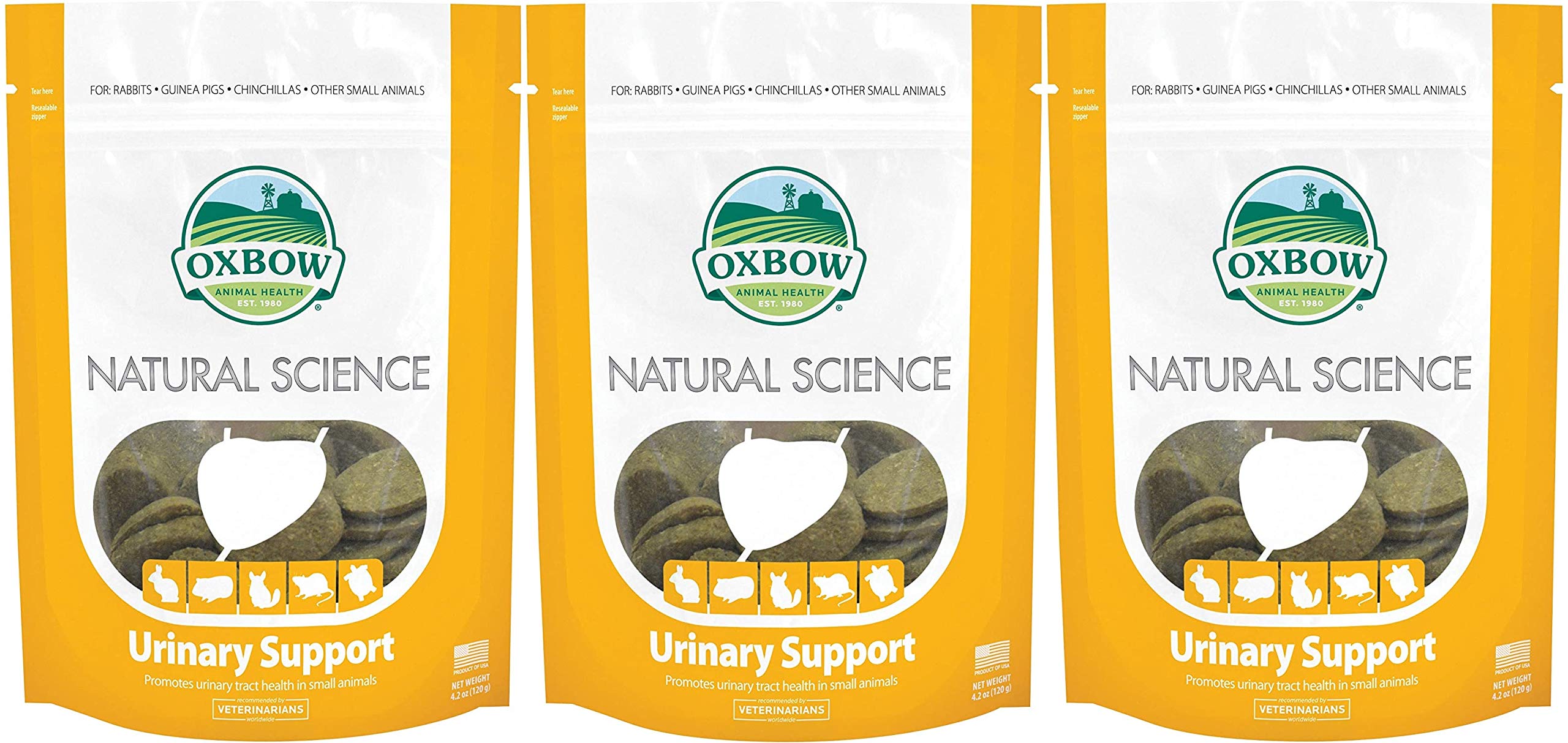 Oxbow Natural Science urinary-support wafers pack for small pets aiding urinary health.