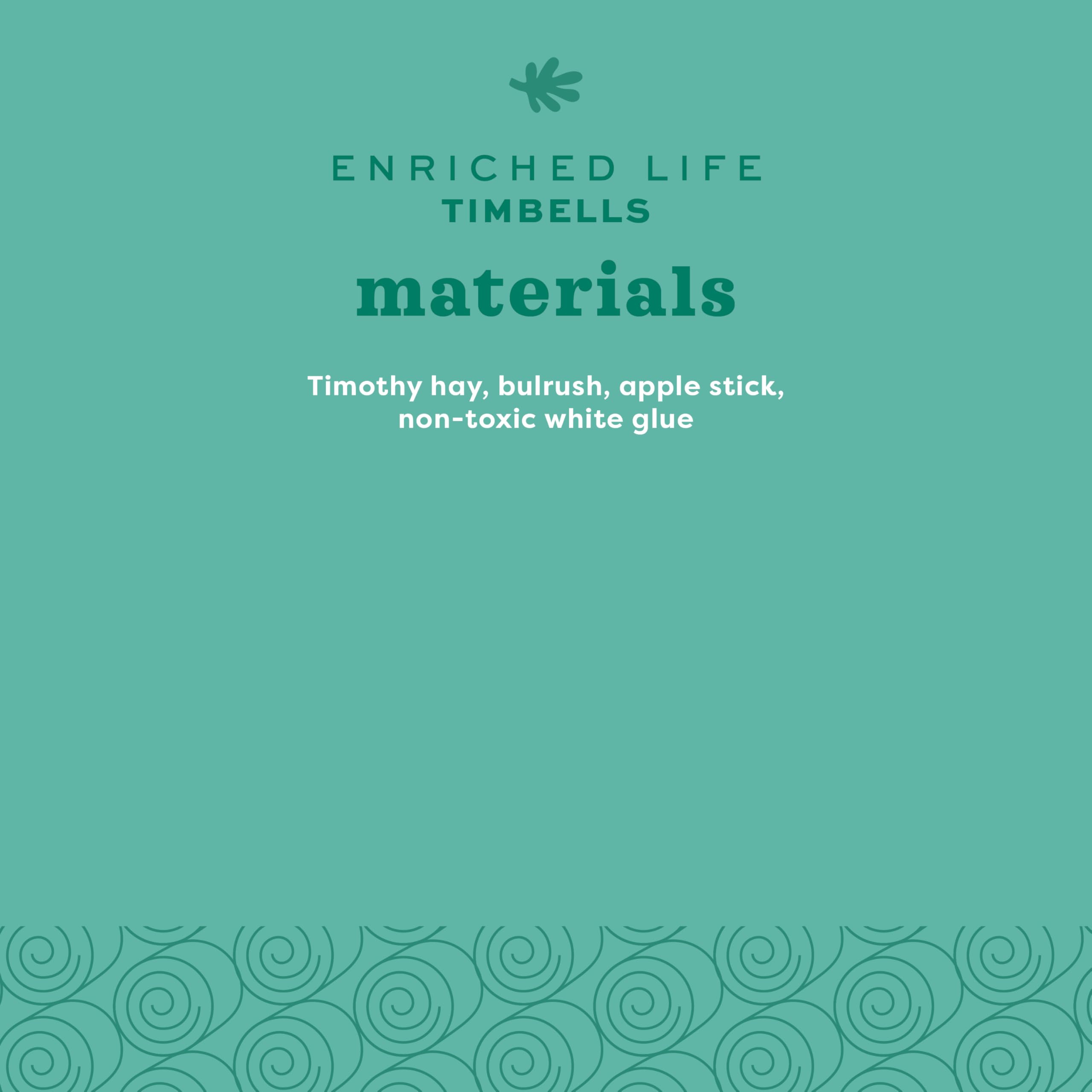 Oxbow Timbells rolling ball as a foraging toy for hamsters and chinchillas.