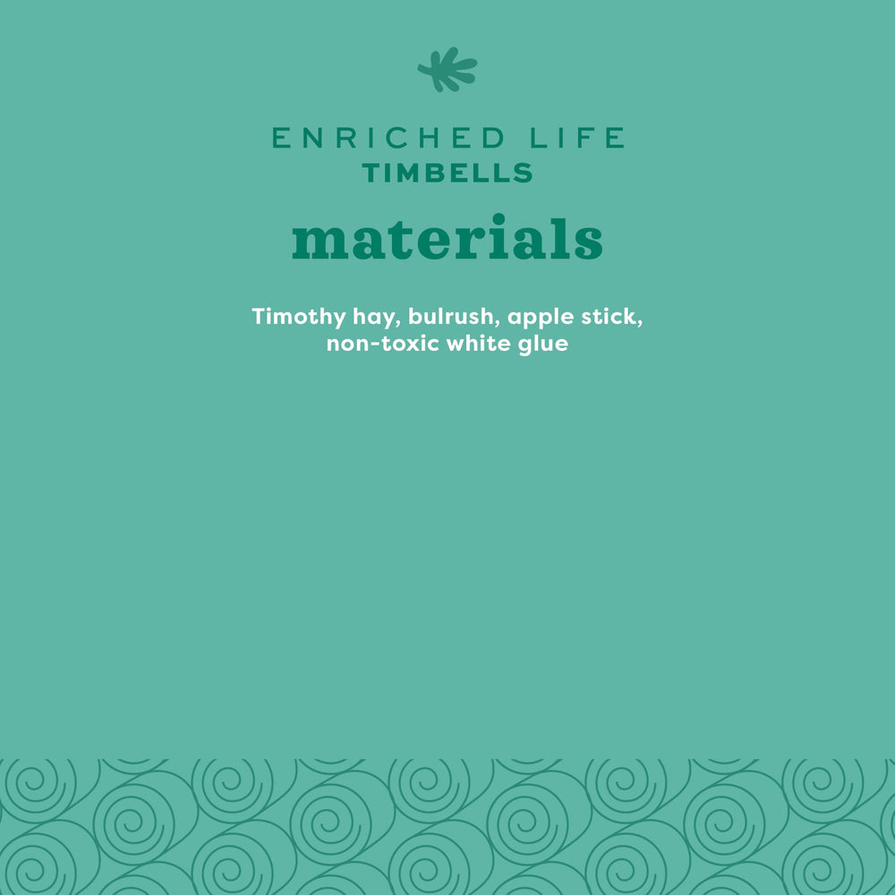 Oxbow Timbells rolling ball as a foraging toy for hamsters and chinchillas.