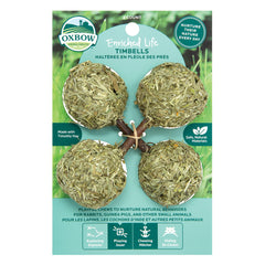 Oxbow Timbells rolling ball in cage, supports natural chewing and play.