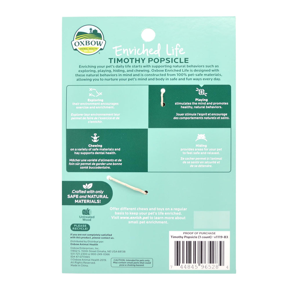 Oxbow Timothy Popsicle with apple and carrot provides natural flavor and enrichment