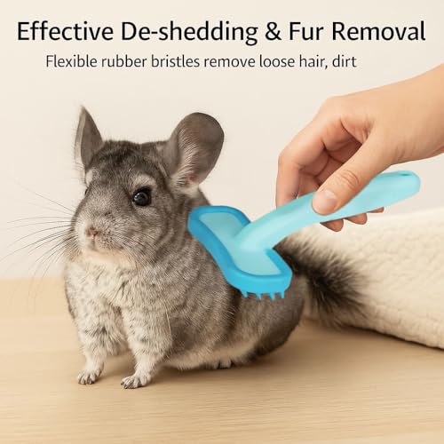 Oxiros Soft Rubber Grooming Brush close-up showing gentle bristles for sensitive pets