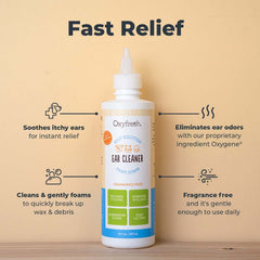 Oxyfresh Advanced Pet Ear Cleaner bottle pour demonstrates easy application