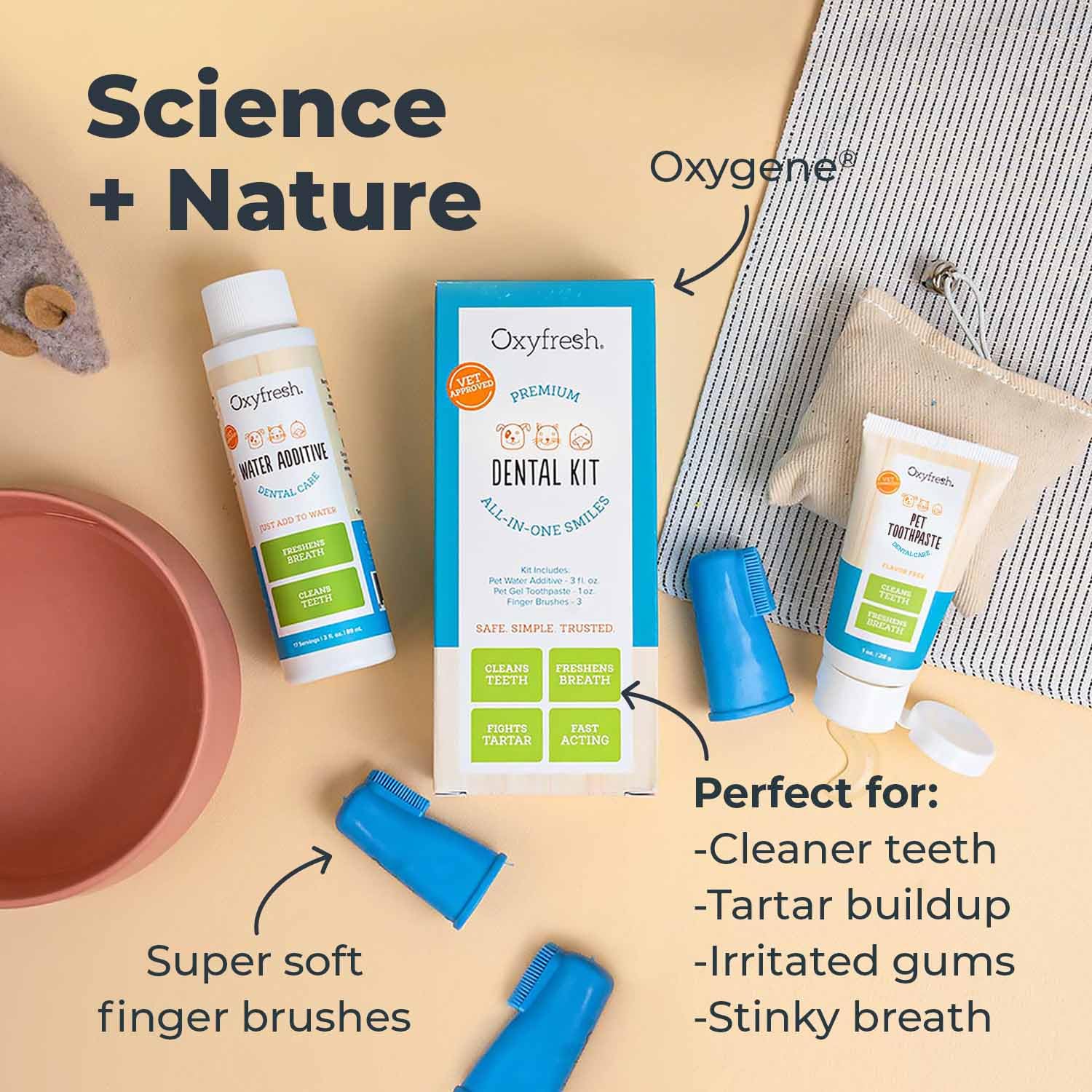 Cepillos dentales para dedos Oxyfresh, limpieza suave y sin estrés.