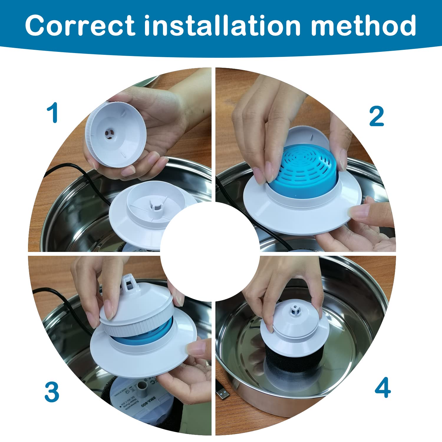 OYES 2.0L cat fountain shown with filters ensuring steady hydration.