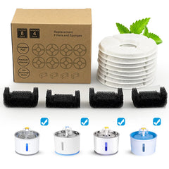 OYES cat fountain filter packaging shows eight-pack filters for easy hydration.