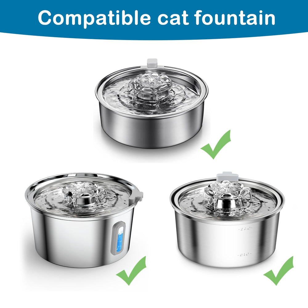 OYES cat fountain filters assembly closeup shows layered filtration for odor control.