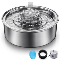 OYES cat water fountain stainless steel 2L bowl encourages fresh hydration for pets.