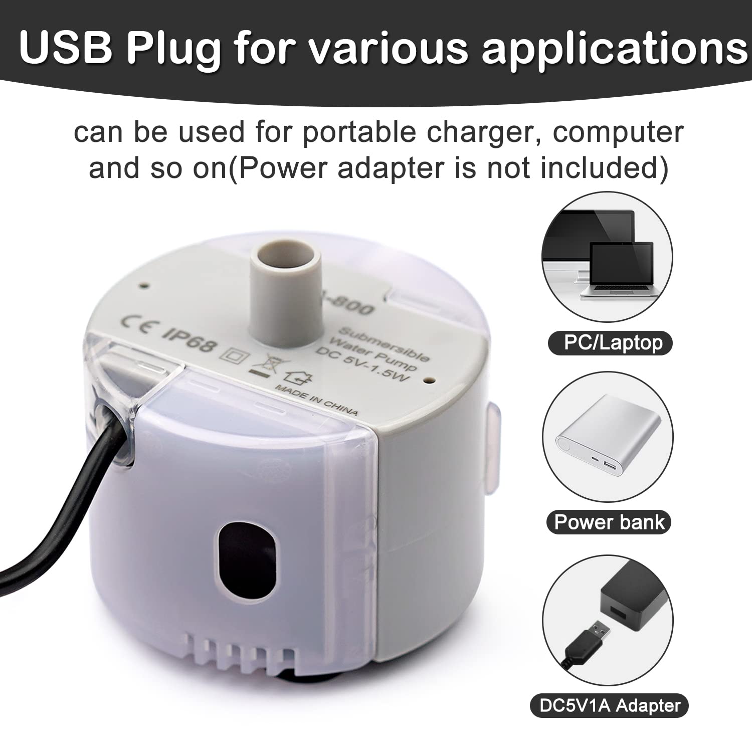 OYES IP68 waterproof pump withstands splashes for durable fountain use.