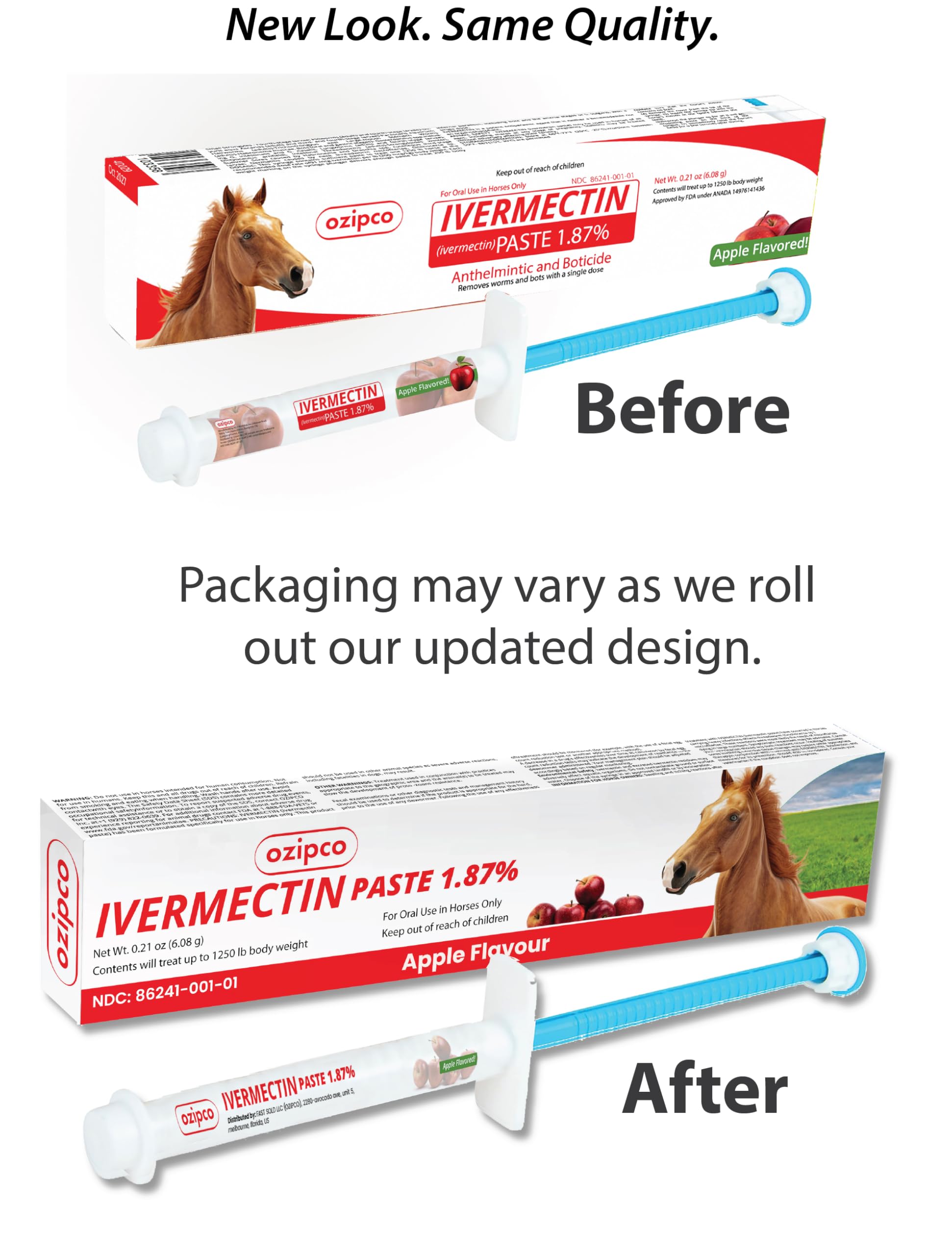 OZIPCO Ivermectine cheval, emballage 6,08 g, utilisation pratique.