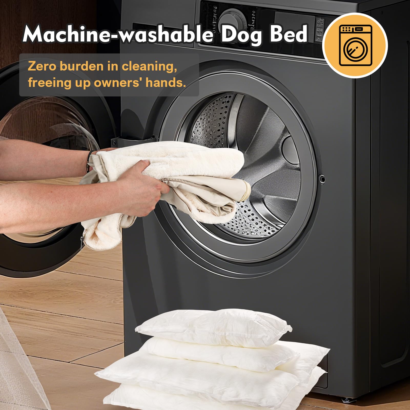Paatata dog bed leather-plush reversible cushion provides cool and warm sides.