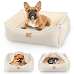 Paatata dog bed for medium dogs with all-season leather exterior stays cool in summer.