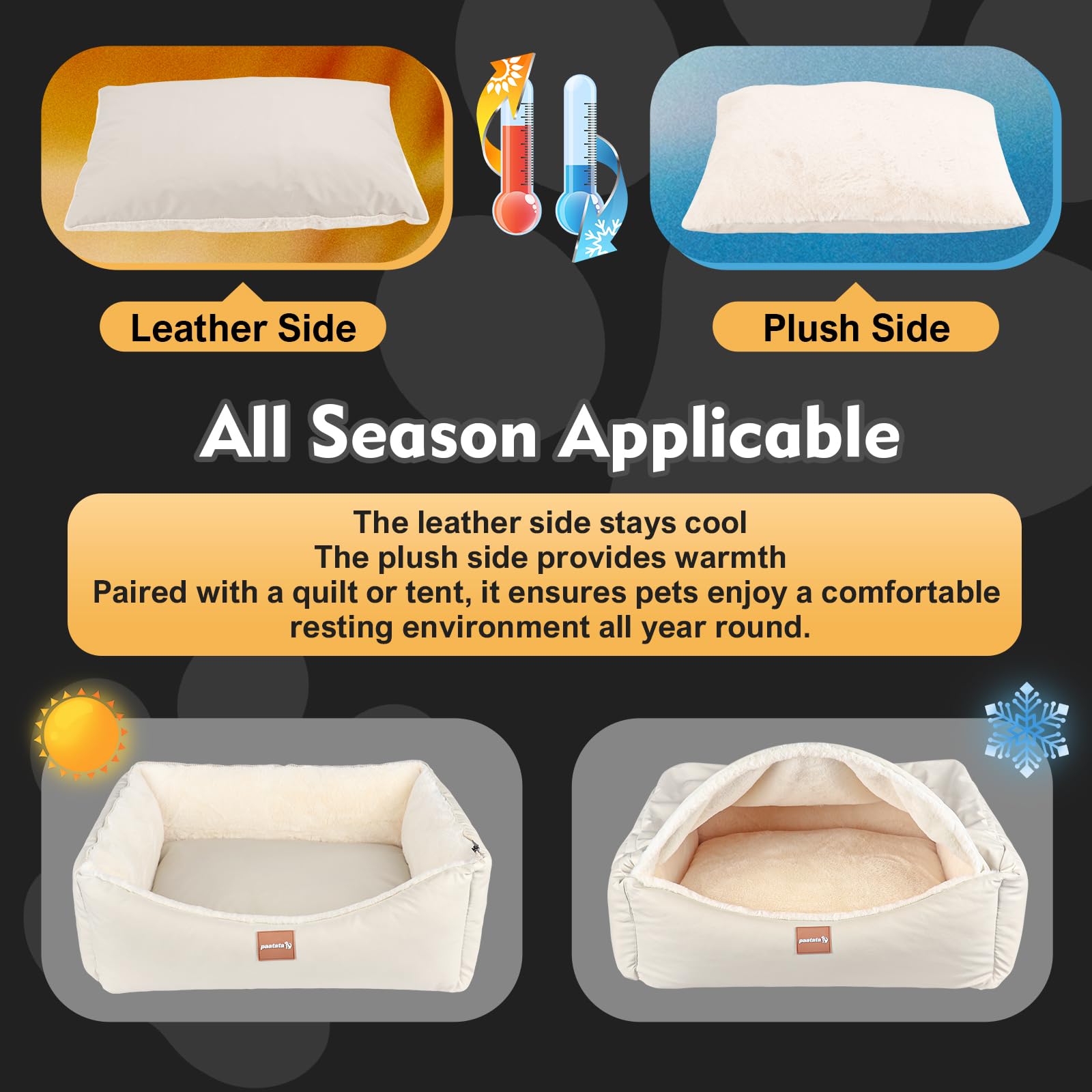 Paatata dog bed non-slip bottom keeps the bed from sliding on floors.
