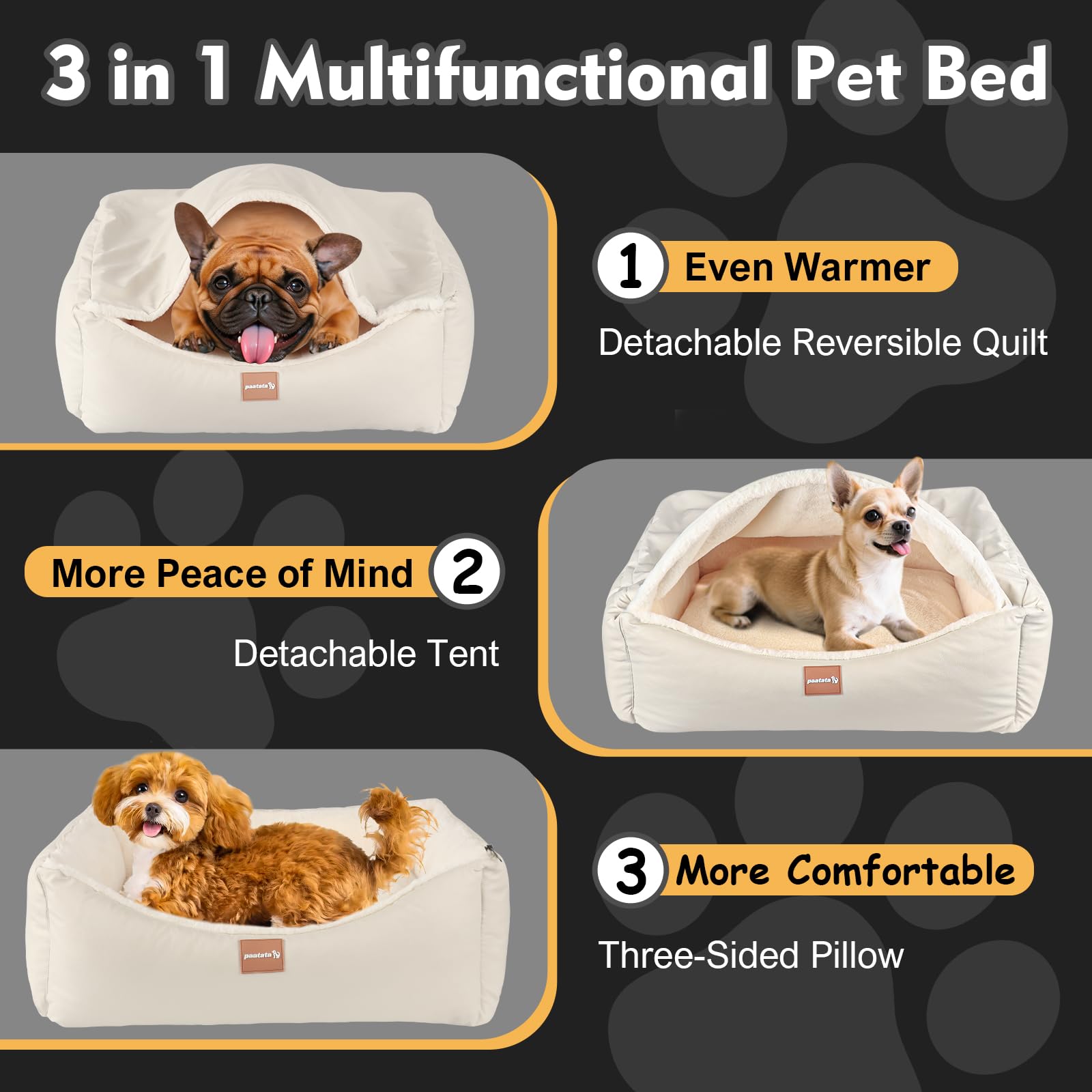 Paatata dog bed side-edge design adds a secure feel during rest.