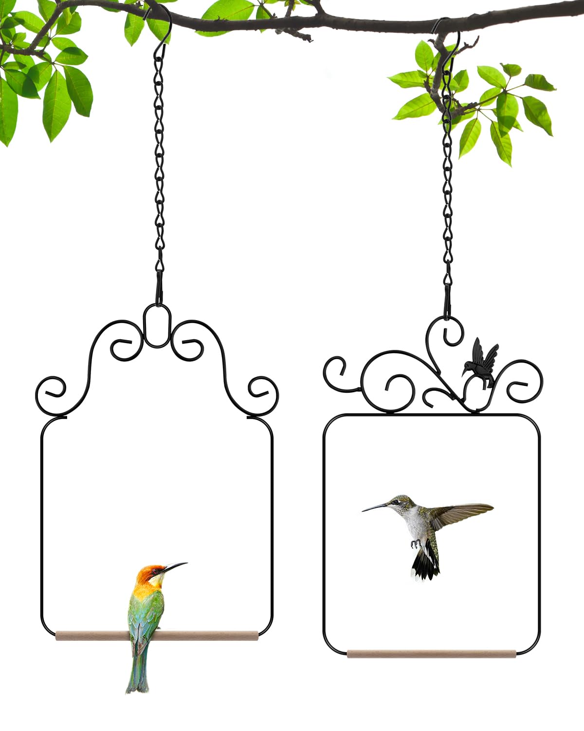 PACETAP hummingbird swings two-pack with durable metal frame for outdoor use.