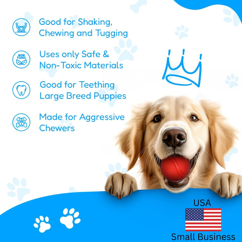 Pacific Pups dog ball fetch toy image highlighting versatile fetch and tug use.