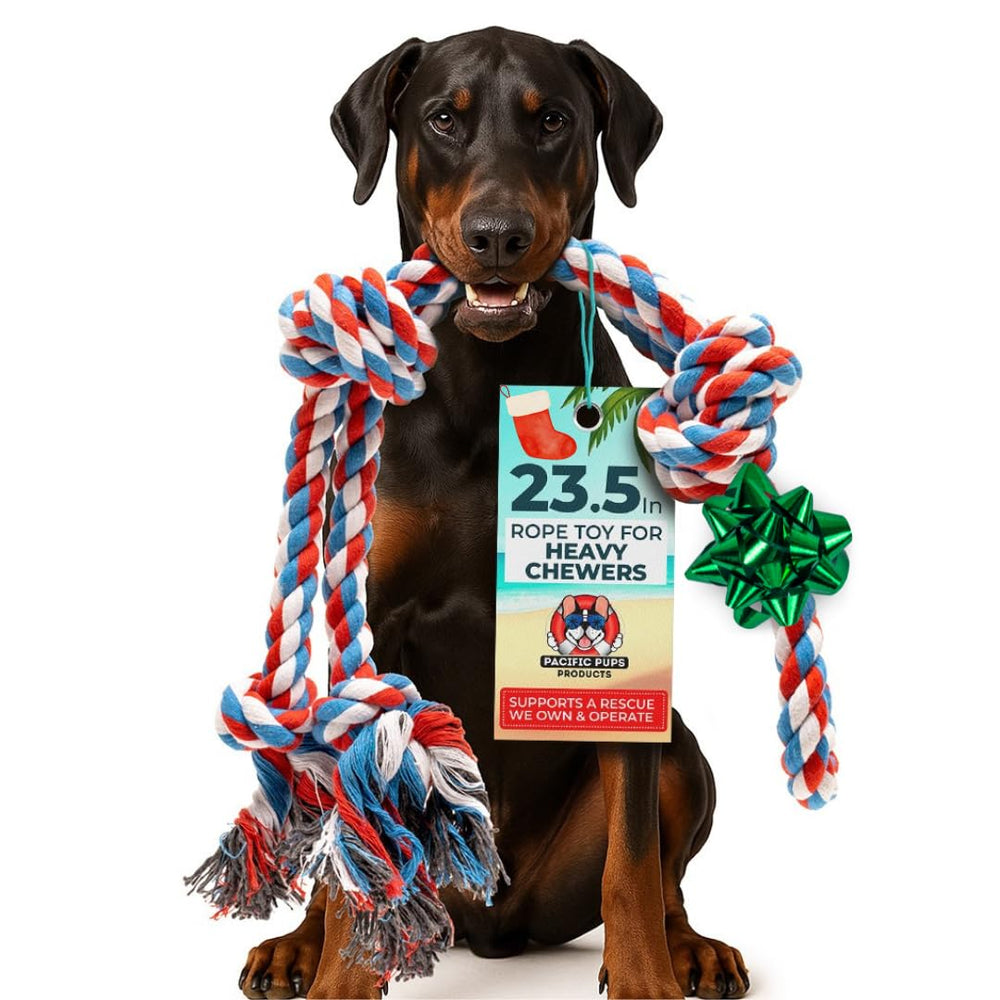 Pacific Pups large dog rope toy 23-5in for aggressive chewers boosts interactive play.