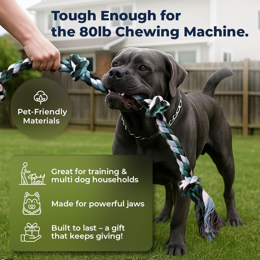 Pacific Pups rope toy includes built-in poop bag roll for walks.