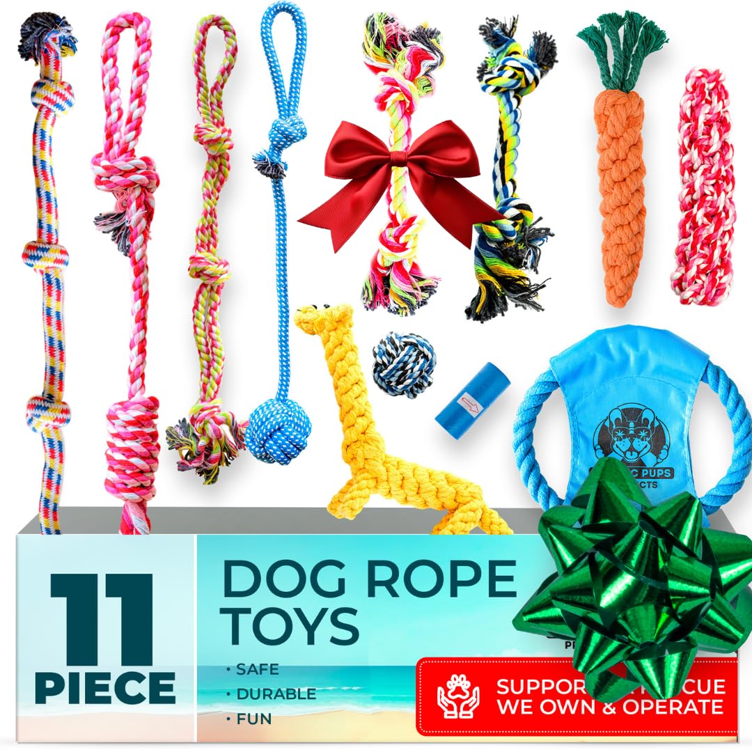 Pacific Pups Products 11-pack dog rope toys deliver durable tug-of-war play for medium dogs
