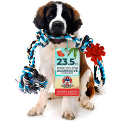 Pacific Pups Products large dog rope toy closeup of cotton fibers, gentle on gums