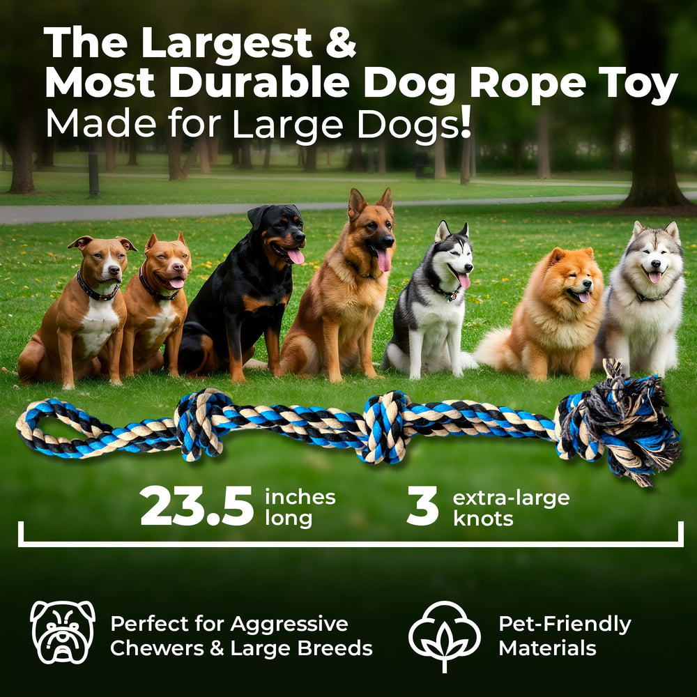 Pacific Pups Products tug-of-war action shows sturdy stitching for tough pulls