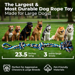 Pacific Pups Products tug-of-war action shows sturdy stitching for tough pulls