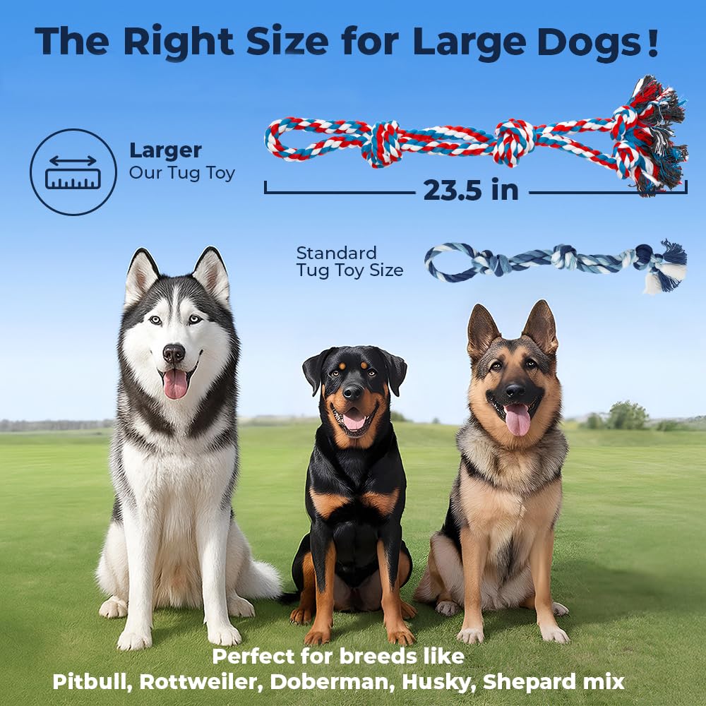 Pacific Pups rope toy includes poop bags for convenient walks.