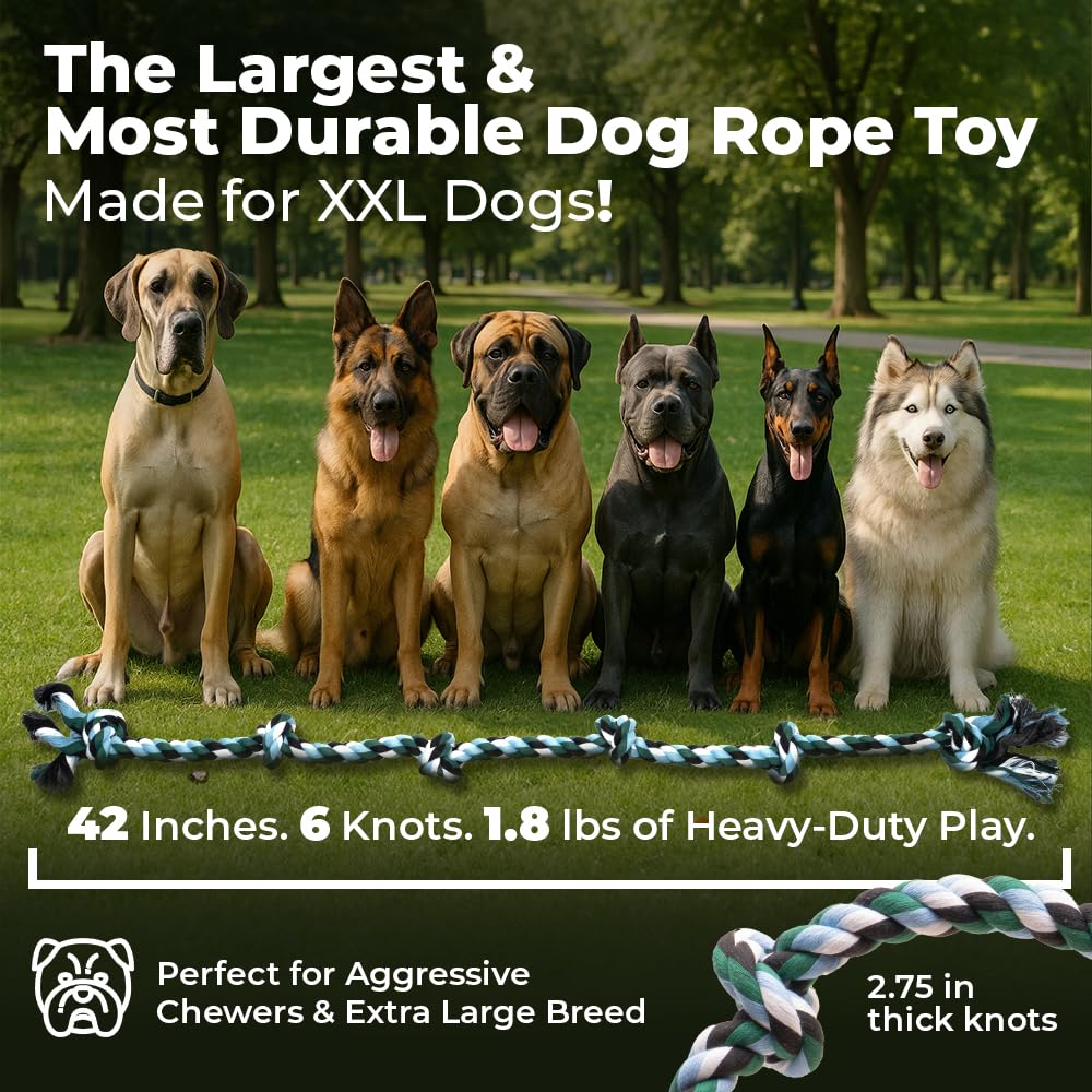 Pacific Pups six knot rope toy designed for aggressive chewers and rough play.