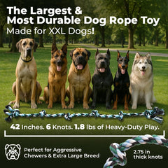 Pacific Pups six knot rope toy designed for aggressive chewers and rough play.