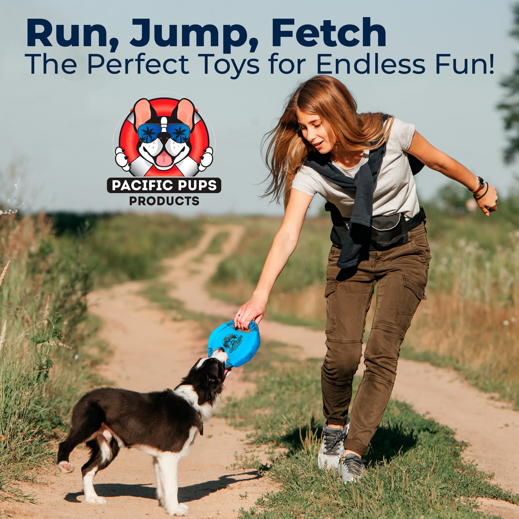 Pacific Pups treat ball toy for puzzle-solving and enrichment.