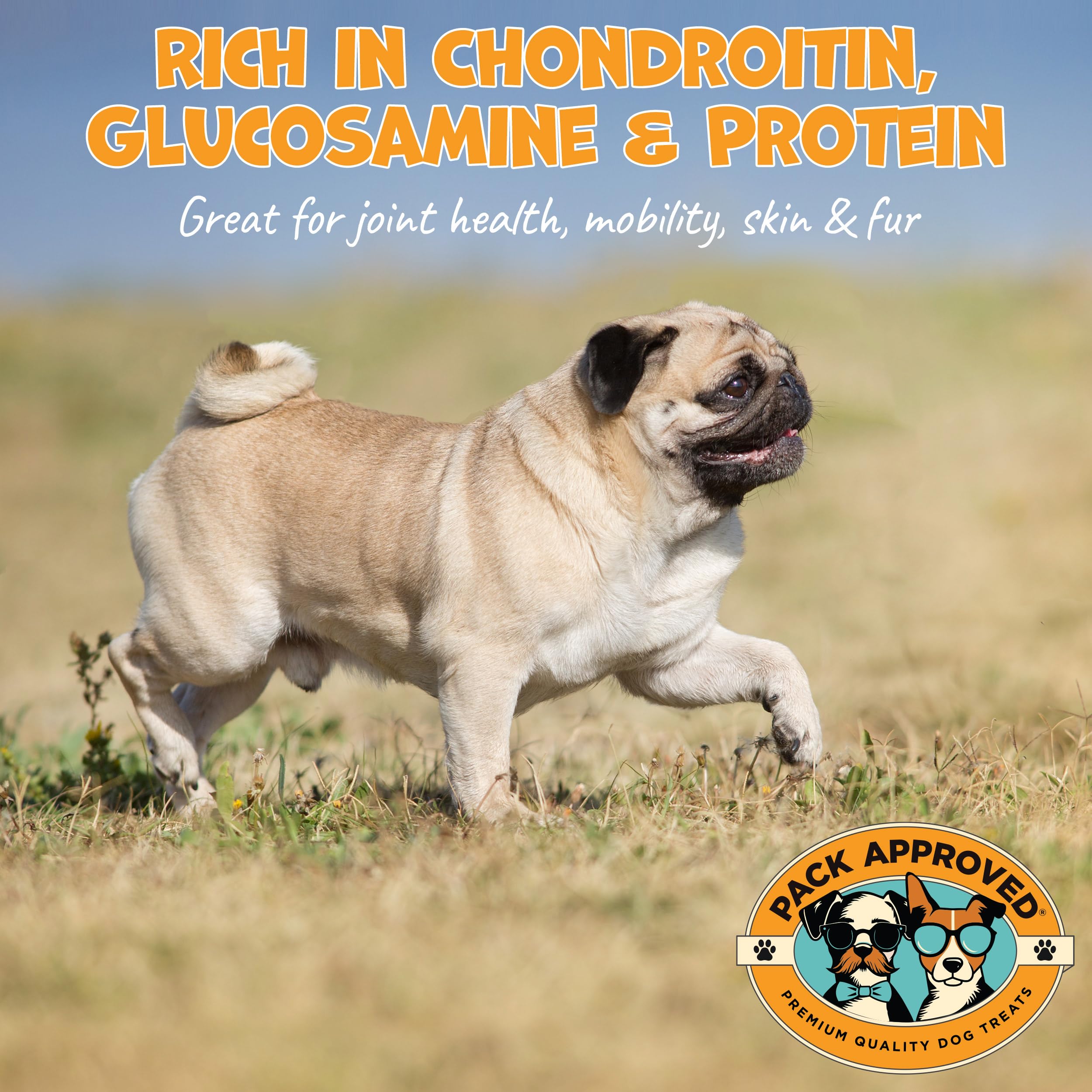 Pack Approved 3.5-inch beef collagen chew rings ideal for teething puppies.