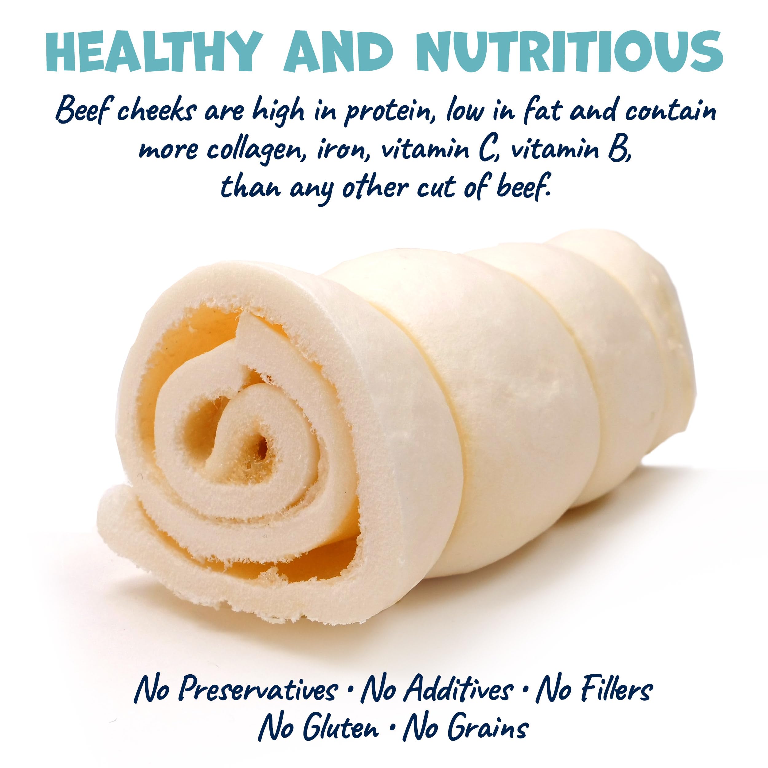 Pack Approved Beef Cheek Rolls close-up texture highlights chew-friendly bite for medium dogs