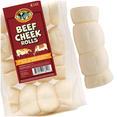 Pack Approved Beef Cheek Rolls packaging showcases natural odor-free dog treat