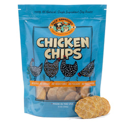 Pack Approved Chicken Chips packaging shows a 12oz bag ready for training rewards.