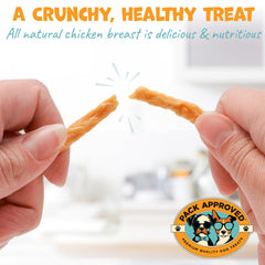 Pack Approved Chicken Sticks training session scene showcases lean, high-protein rewards during practice.