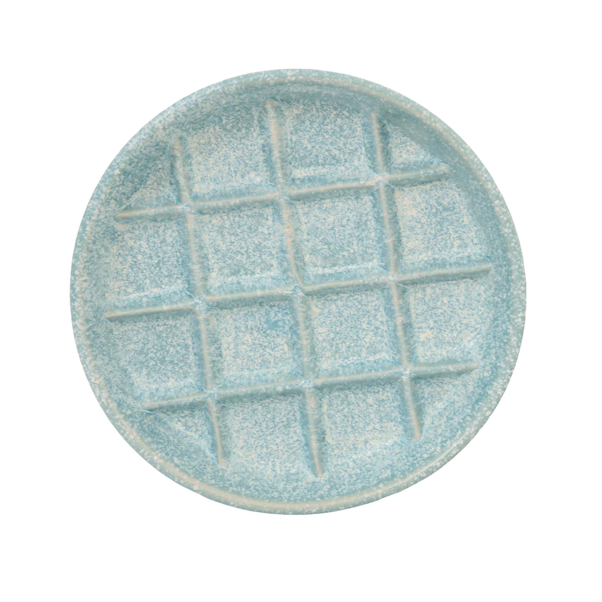 Padolitlay ceramic slow-feeder bowl blue close-up, whisker-friendly feeding.
