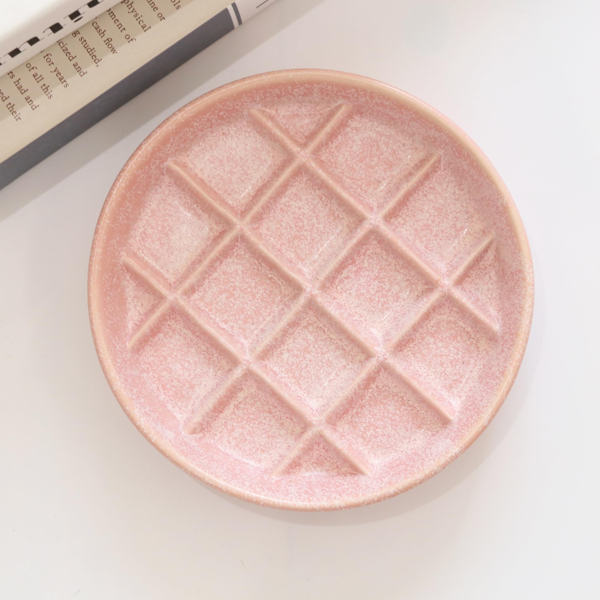 Padolitlay ceramic slow-feeder bowl pink side view shows whisker-friendly rim for comfortable dining