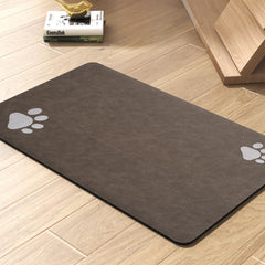 PADOOR absorbent dog mat brown 17x28 keeps floors dry after meals.