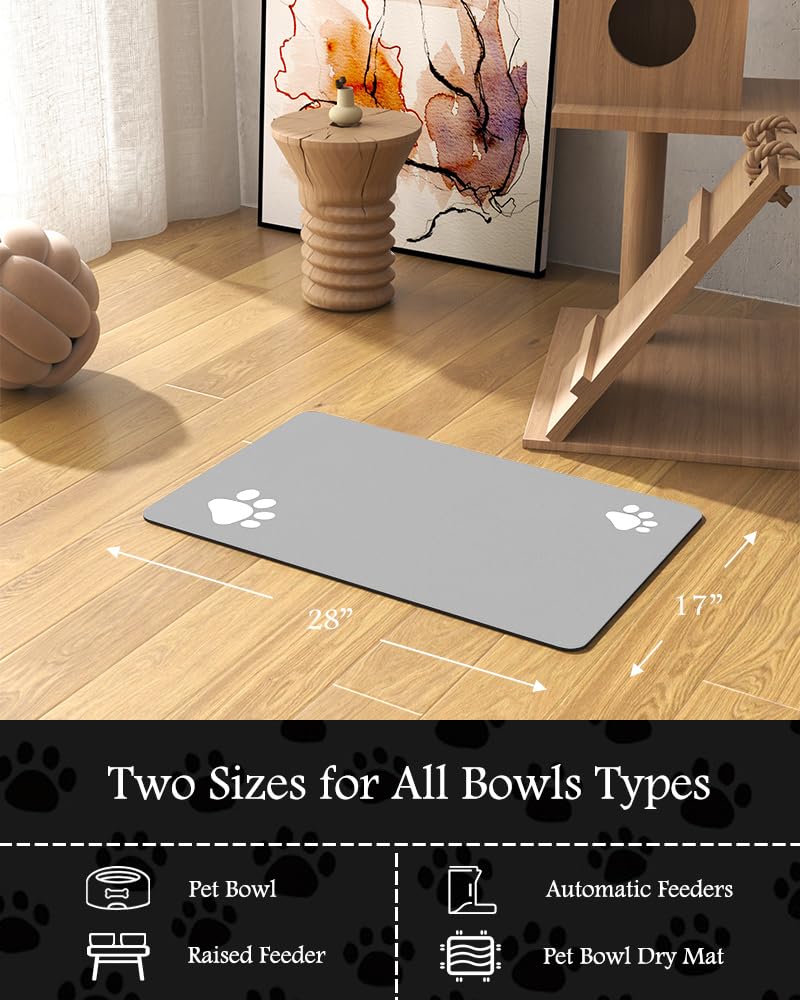 PADOOR light grey 17x28 mat suits various bowls and pets.